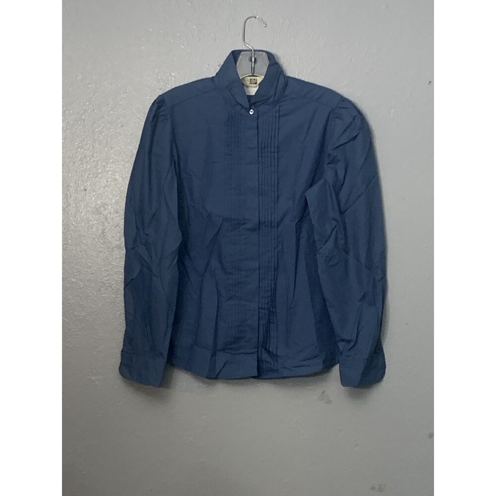 Vintage Sears The Fashion Place blue Button Down Top Womens Size 14 Full NOS